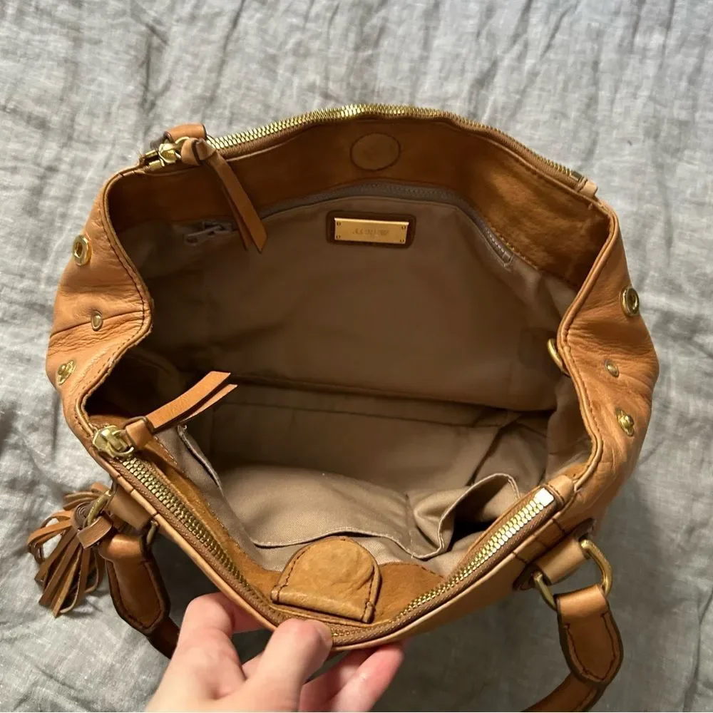 J. Crew Peyton Brown Leather Satchel Crossbody Shoulder Bag Warm Sienna